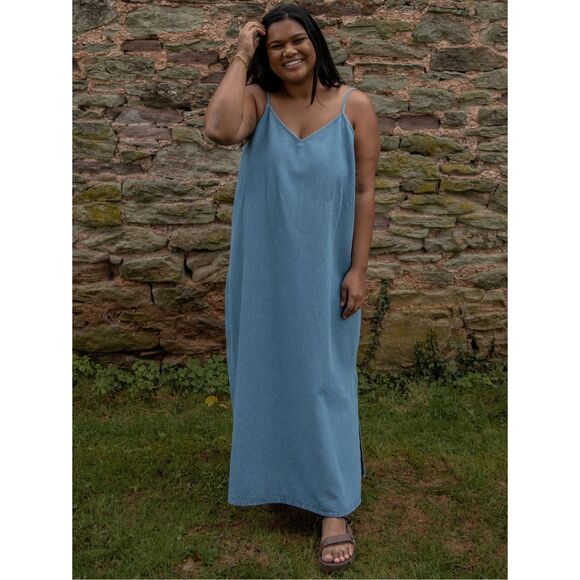 NWT The Simple Folk Women’s Denim Cami Tank Maxi Dress - Picture 4 of 6